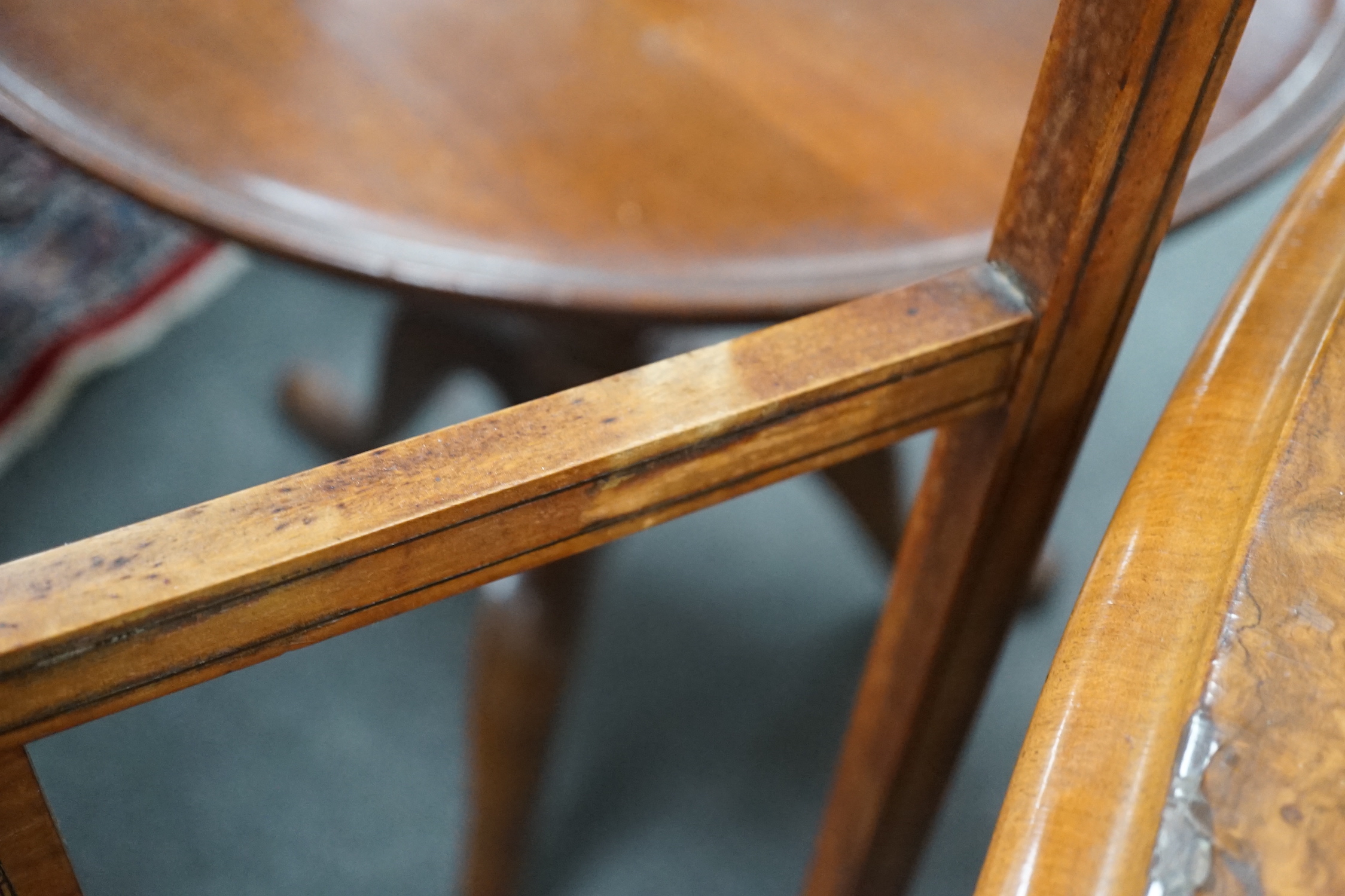 An Edwardian satinwood folding towel rail, height 90cm